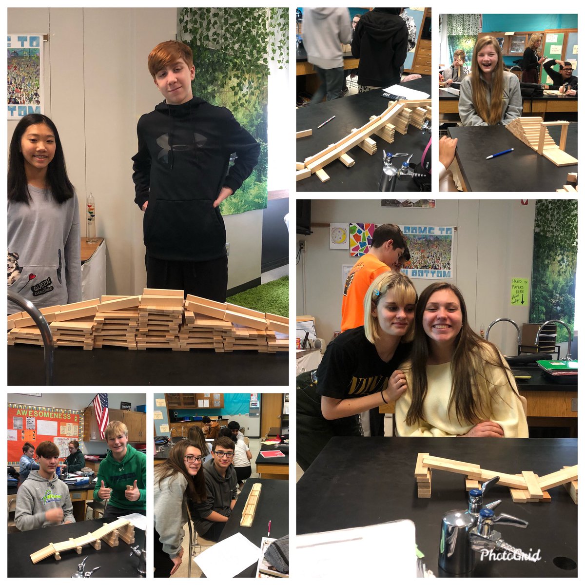 In 8th grade, we used KEVA planks to investigate potential energy.