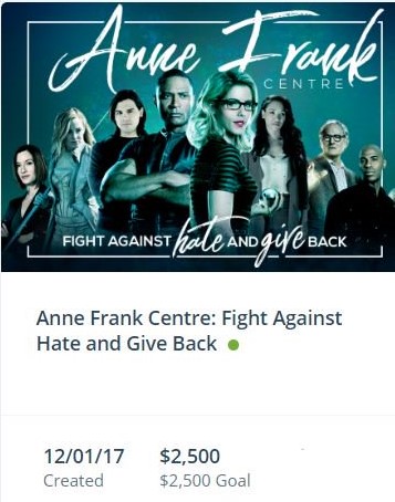 The “Fight Against Hate and Give Back” campaign raised 2,500 $ for the Anne Frank Centre in January 2017  #Arrow