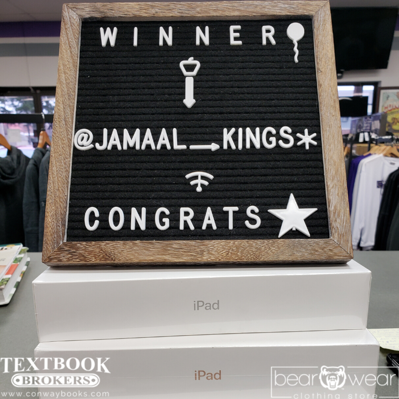 TextbookBrokers's tweet photo. Congrats Jamaal! You've won our #AppleiPad giveaway! Thanks to everyone who participated, stay tuned for the next giveaway!
#UCA2019 # UCA2020 #UCA2021 #UCA19 #UCA20 #fearthestripes #bearclawsup #gobears #conway #college #UCA21 #UCA2021 #UCA2022 #UCA22 #UCA2023 #UCA23 #UCAbound https://t.co/f4NLcjcJif