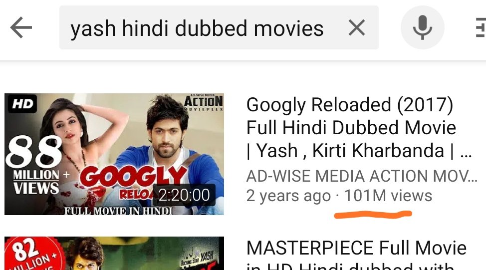 Ashwin_K_Ash's tweet image. GOOGLY is the First Hindi dubbed Kannada movie to reach 100 Million views in YouTube.

#KGFChapter2FirstLook #kgfchapter2secondlook #KGFChapter2 #kgf #KGF2 #Yash #kgfchapter2teaser #TheNameIsYash

@TheNameIsYash @PavanWadeyar