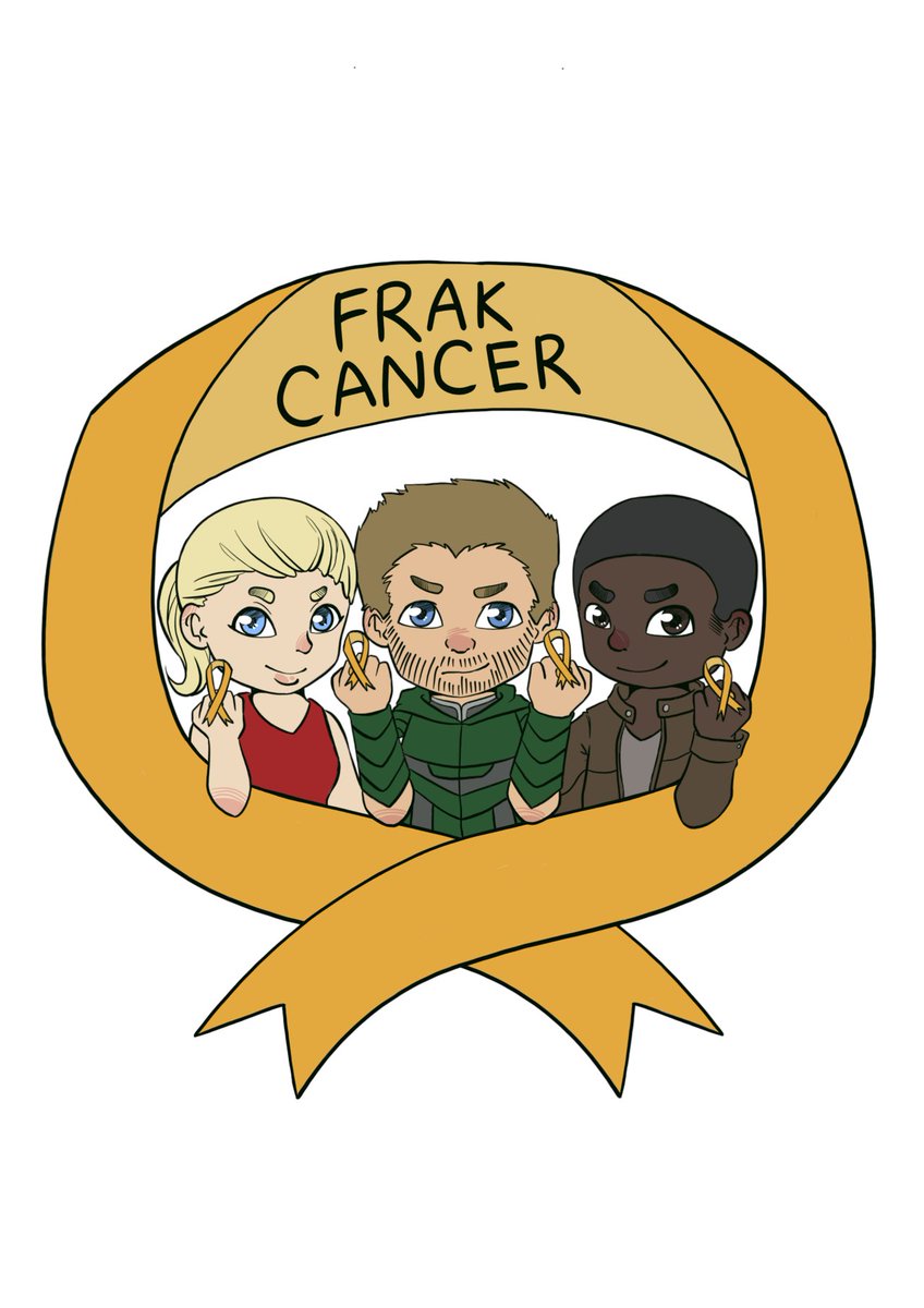 In 2016, Tracy ( @scu11y22 ) organized the “Frack Cancer” campaign, and donated nearly 700$ to the Pediatric Cancer Research Fund (art by  @cherchersketch )  #Arrow