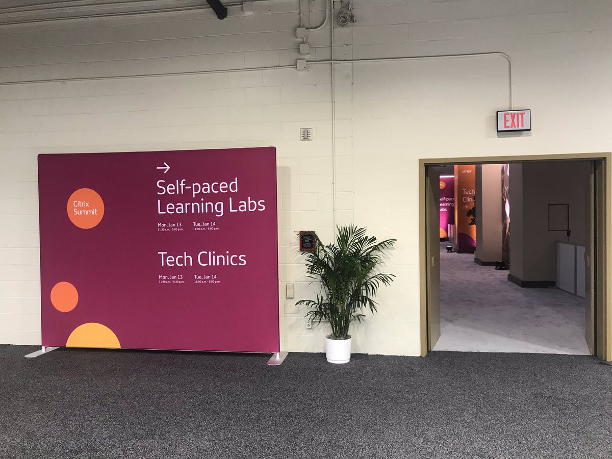 thirsty_crow's tweet photo. To all those folks who are super excited about trying out @CItrix analytics for real, the Self-paced labs are in a room with the door with an exit sign. Make sure you ignore the sign and enter the room. See my picture and you will understand.#CitrixSummit https://t.co/IWg8koXQyU