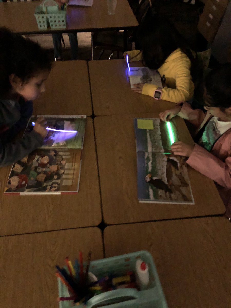 MsTownsend_SWE's tweet photo. Because sometimes you just have to read in the dark! It is so quiet in here 💚💡 #BiographyUnit #DayGloBrothers #BeTheLight @HumbleISD_WPE @ELARHumble https://t.co/5yuQzJQe6E