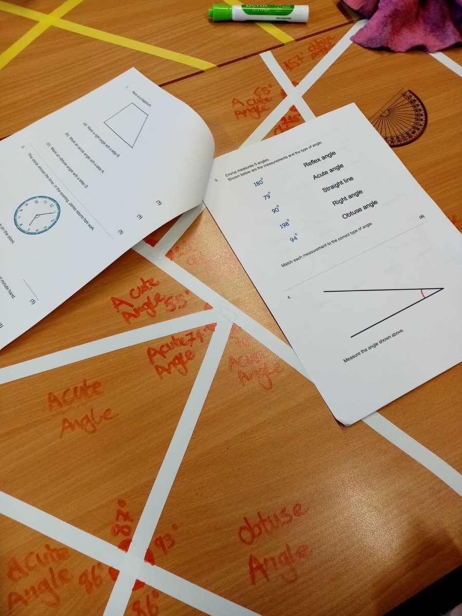 Students naming and measuring the different angles that are on the table then transferring those skills to answering GCSE exam questions #funlearning