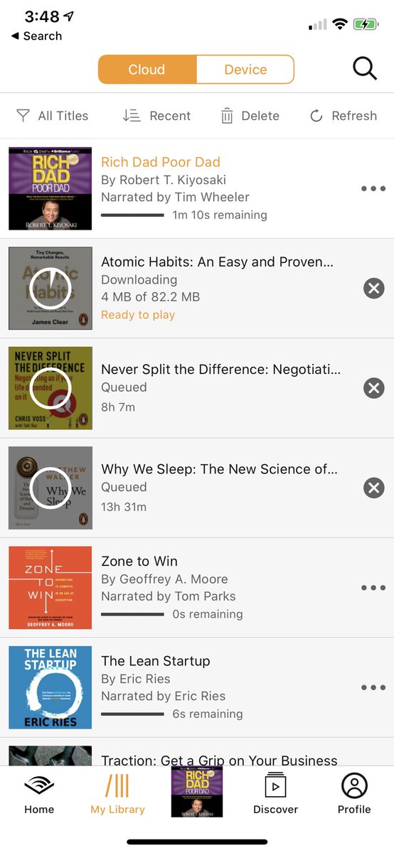 jambobjambo's tweet photo. Some new audiobook downloads to keep me entertained on the trains into London 🙌🏻📚 #atomichabits #chrisvoss #whywesleep https://t.co/PMcq9jV5H6