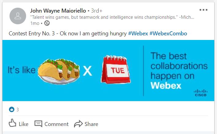 Webex's tweet photo. Learn which #WebexCombo won our contest, proving that great collaborations can happen with a little imagination.
๐๐บ https://t.co/U4dt3itbG9 https://t.co/sfZFM4vJ4u