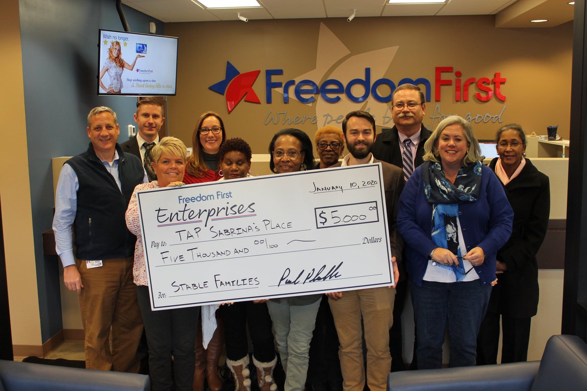 Freedom First (@freedomfirstcu) on Twitter photo Congratulations to our last grant winner, <a href="/TAPin2Hope/">TAP into Hope</a>! Their $5,000 grant funding will go towards supporting Sabrina's Place, the region's only secure supervised visitation and safe exchange program. We are proud to support such a great organization! Congratulations to our last grant winner, <a href="/TAPin2Hope/">TAP into Hope</a>! Their $5,000 grant funding will go towards supporting Sabrina's Place, the region's only secure supervised visitation and safe exchange program. We are proud to support such a great organization!