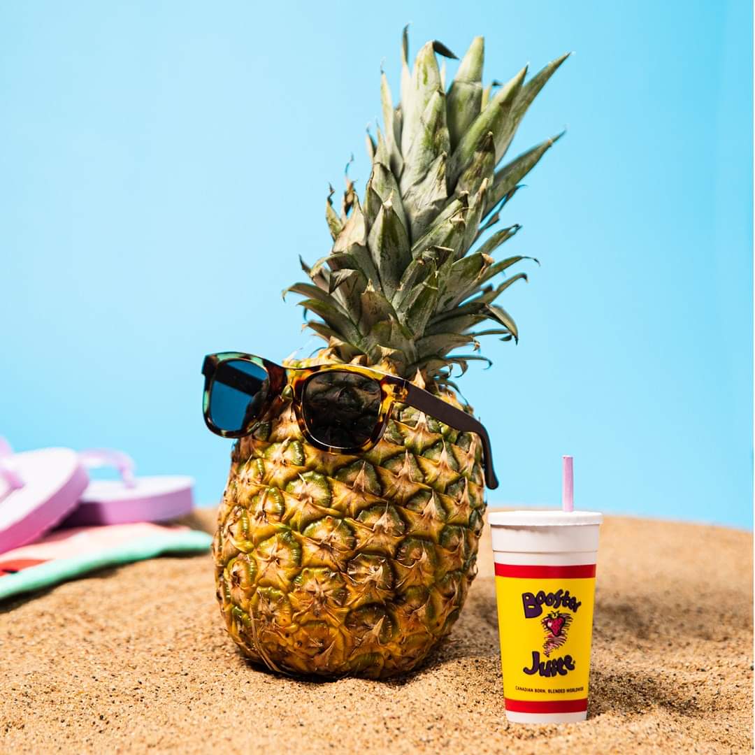 BoosterjuiceED1's tweet photo. Let's pretend we are all on a beach today and have one of our tropical smoothies, perhaps a Tropical Tornado? Loaded with mangoes, bananas, pineapple, strawberries and probiotic yogurt, bring the tropics here to Edmonton without setting foot outside!  #boosterjuice #edmontontower https://t.co/Vl5i3MNk5T