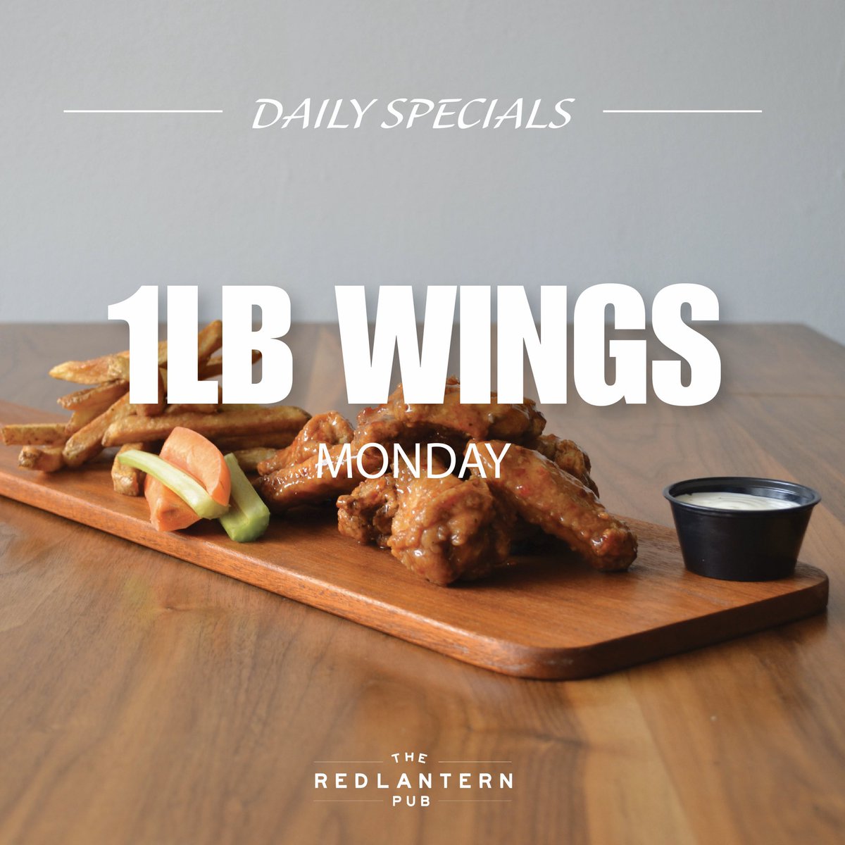 redlanternpub's tweet photo. Our Daily Special 1lb Wings for $11.95, Pair it up with our Red Lantern Lager for $6! Come in today and enjoy a Monday Wings Night out!🍻 https://t.co/IHGrbw5WVn