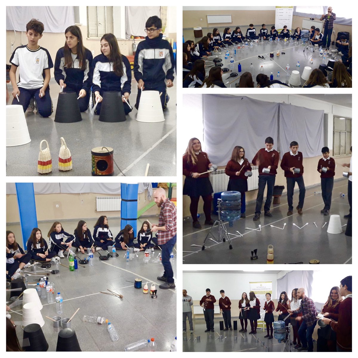 SGabrielAlcala's tweet photo. Los chicos y chicas de 2 ESO hemos aprendido hoy a hacer música con objetos del día a día en el taller de percusión de @ritmicicla. Reutilizando, reduciendo y reciclando... ¡con mucho ritmo! 🙌🏻🥁 #secundariaSG https://t.co/6do7W5Wkha