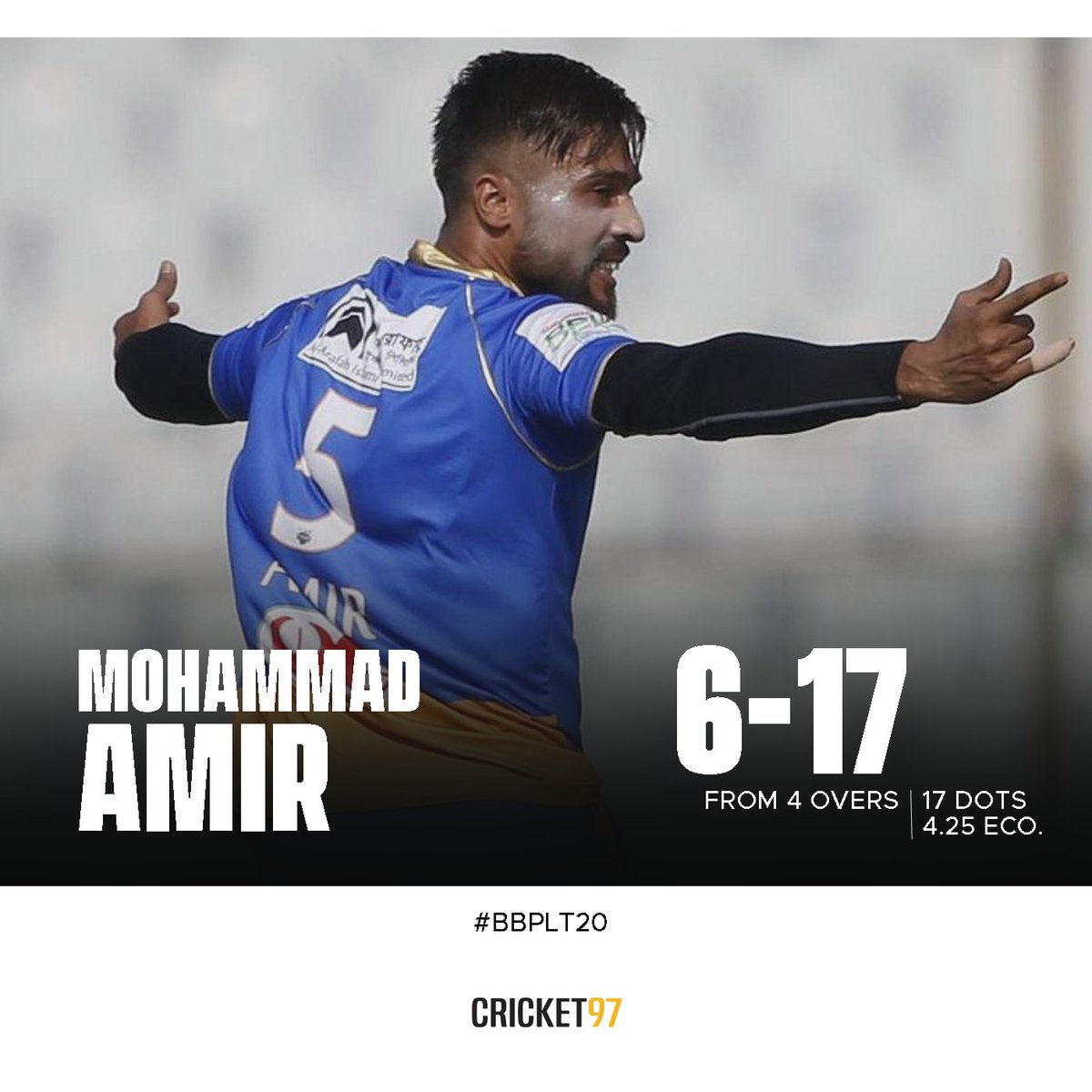 cricket97bd's tweet photo. Best bowling figure in the history of BPL. Career best (T20s) bowling figure for Mohammad Amir.
#BPLT20 #BBPLT20 #BangabandhuBPL #BBPL #bplseason7 #KTvRR #RRvKT https://t.co/hEKJw8w8SL