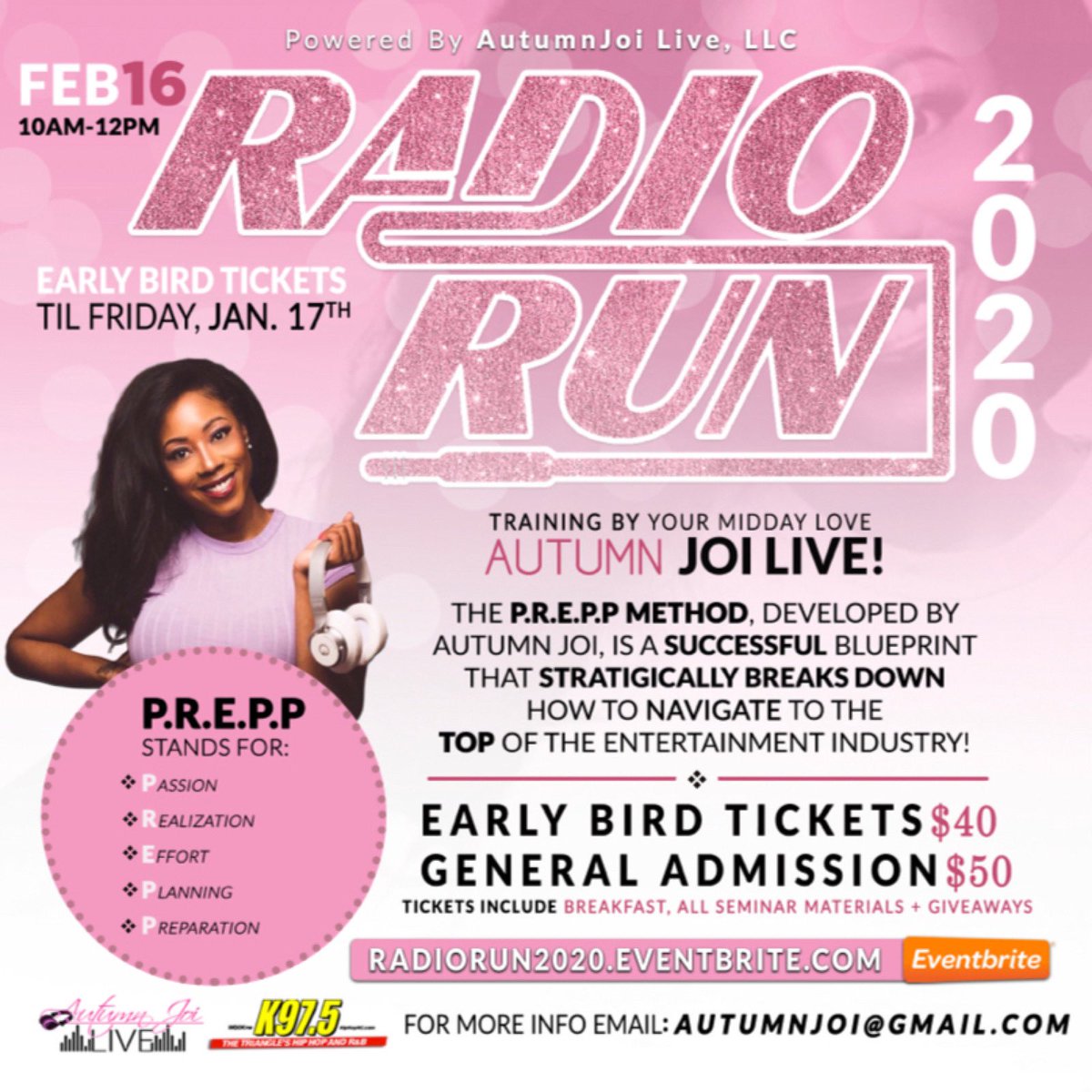 AutumnJoiLive's tweet photo. 🎉Early Bird Tickets are officially on sale for my first seminar called #RadioRun 2020: “How To Make It In The Entertainment Industry” using my P.R.E.P.P method 🙌🏾 Im only offering 2️⃣5️⃣ tickets TOTAL so hurry and get yours TODAY! Hit the link in my bio for tickets and details 🎫 https://t.co/mV3di2t4lJ