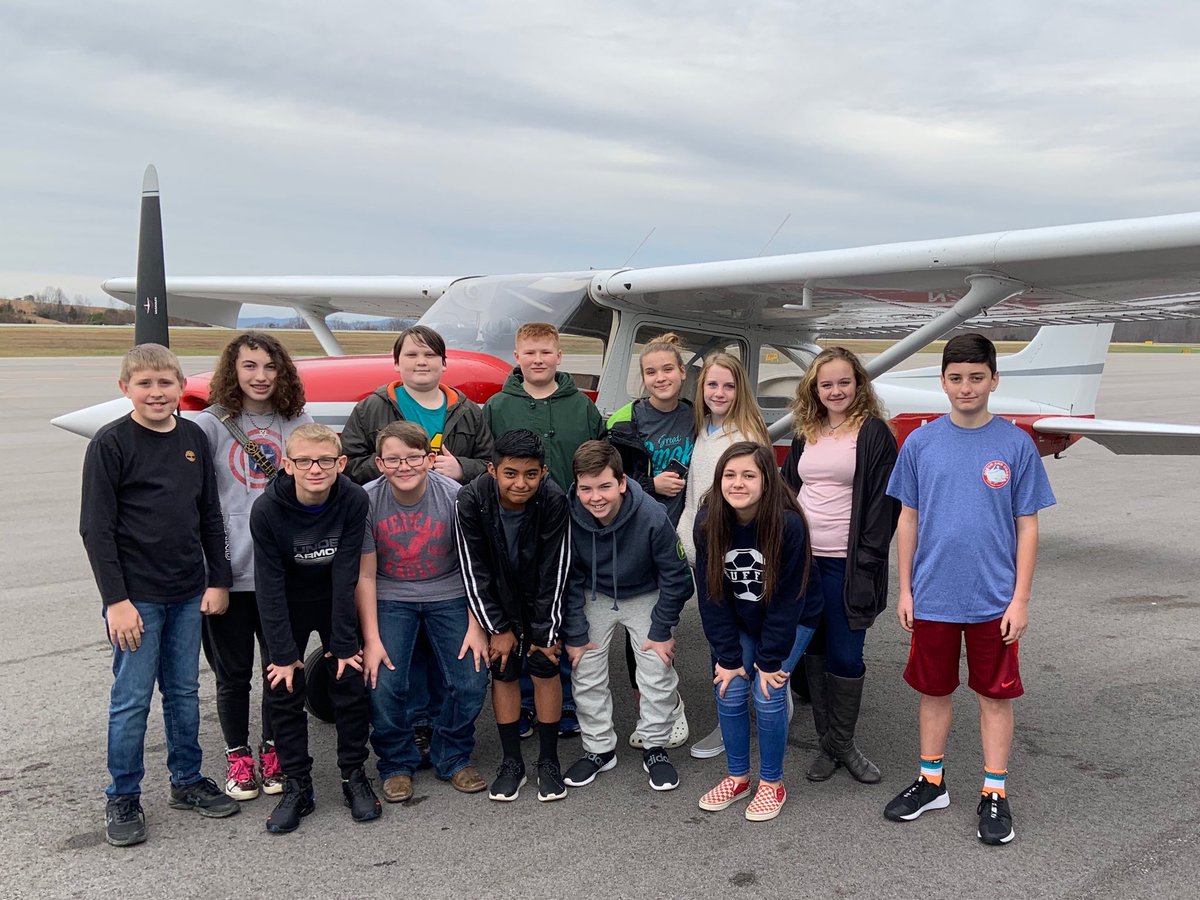 Awesome to have these Mosheim 7th graders taking flight today as part of the Aerospace Science Program w flight coach Bill Powley.