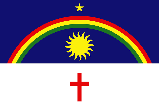 Pernambuco - 1817

O azul simboliza o céu, o branco representa a paz, o arco-íris representa uma nova era de união, a estrela amarela é a representação do estado no país, o sol remete a força e energia e a cruz representa a fé na justiça e no entendimento.