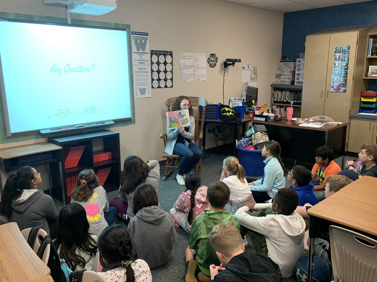 ChristyHuse's tweet photo. We were so excited to meet May, our Tompkins Intern. Today she introduced herself and did our science read aloud! @OTHSeducation @twehowl #twehowl #sciencereadaloud https://t.co/dKYLEBKxmi