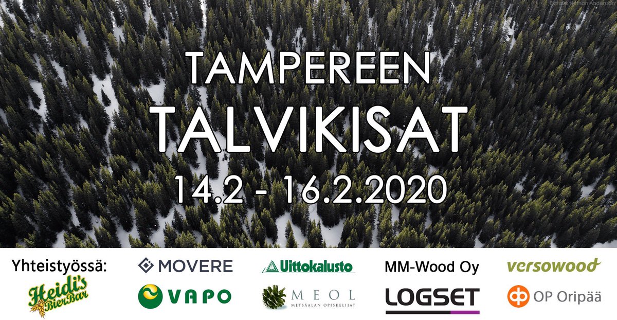 MEOLry's tweet photo. Tervetuloa Tampereen Talvikisoihin 2020! Metsäopiskelijat kokoontuvat kuukauden päästä Tampio ry:n isännöimämä. Mukana jälleen hauskanpitoa yhdessä, opiskelijoiden SM-metsätaitokilpailu ja joukkuelajeja. Käy ilmoittautumassa nyt osoitteessa https://t.co/VIKLbZgGbs! 🌲🎵🏆🥇 https://t.co/kjG6vzwb3s
