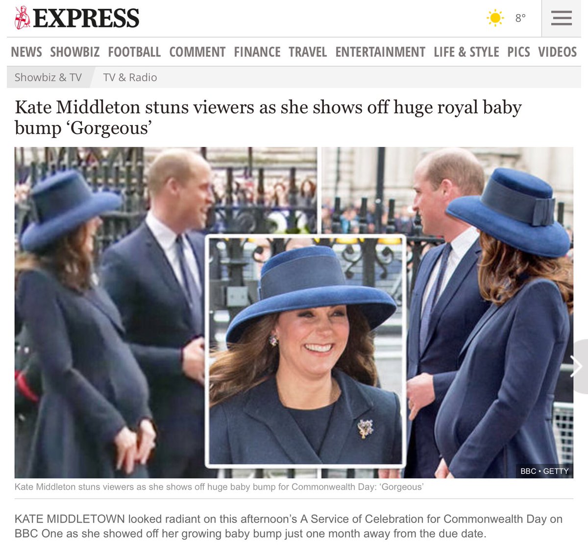 Exhibit 3:  #BumpGateTheSequelKate's huge baby bump is "gorgeous". But Meghan's late pregnancy bump is something she ensures has "centre stage". Exactly how should she be expected to have hidden it?