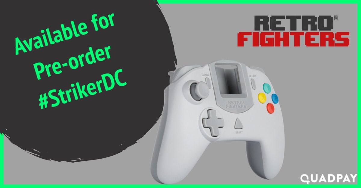 retrofightersco's tweet photo. You’ve been patiently waiting and now we’re happy to announce that our Dreamcast controller is now available for #pre-order #strikerDC Kickstarter orders will be fulfilled first with an estimated ship date March/April https://t.co/ojgqfUCHfY