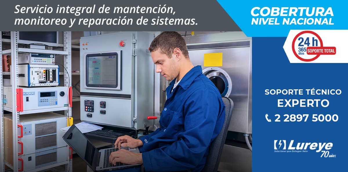 Ante una falla o mantención, nuestros técnicos siempre estarán disponibles para atenderte. Contáctalos al  +56 2 28975000. lureye.cl