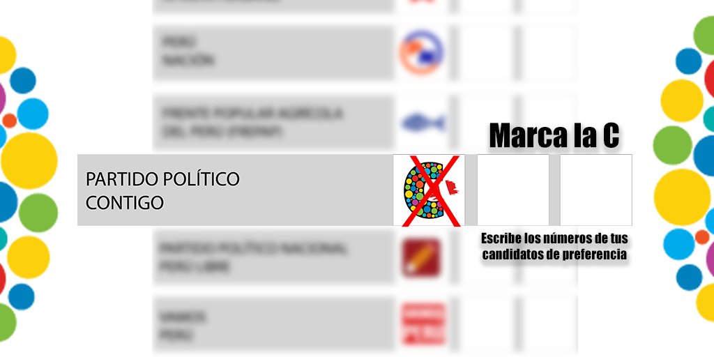 CONTIGO_pe's tweet photo. Este 26 de enero, marca la C de Contigo y escribe los número de tus candidatos de preferencia.
El cambio #EsAhora #EsContigo https://t.co/GJK8tU0eOa