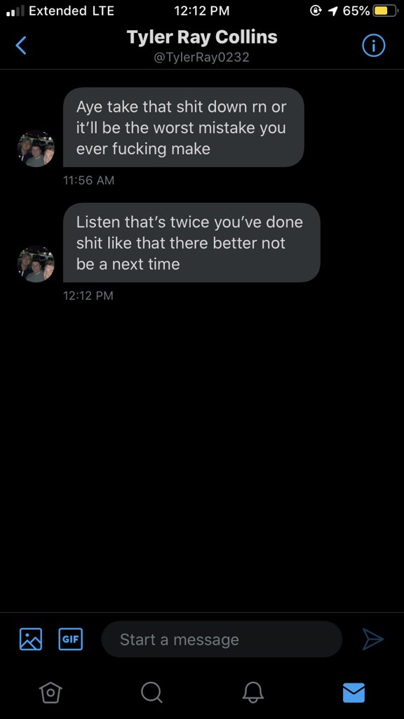 Big scary man oooo we are so scared <a href="/TylerRay0232/">Tyler Ray Collins</a> 😮