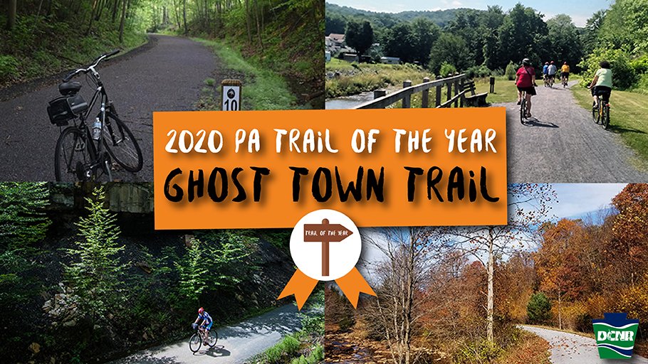 DCNRnews's tweet photo. Congrats to the #GhostTownTrail for being named 2020 #PATrailOfTheYear! 🎉 This 46-mile #railtrail is named for the coal-mining communities that once dotted the railroad corridor in Indiana &amp; @CambriaCounty. Learn more ➡️ https://t.co/u6R1bezlrs #ExplorePATrails #GetOutdoorsPA https://t.co/M5eCkW3MJp