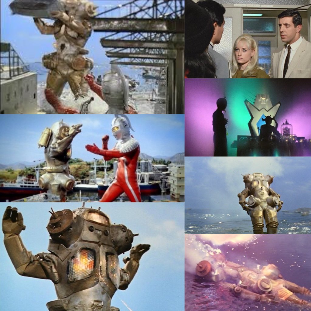 S Murakami キングジョーは 最終的にセブンが羽交い絞めにしたところを ドロシー アンダーソン博士が開発した兵器 ライトンr30爆弾を使う事でようやく撃破 最期は 機能停止した際に手足をピッタリと体に付けた状態で硬直し 仰向けにぶっ倒れたあと