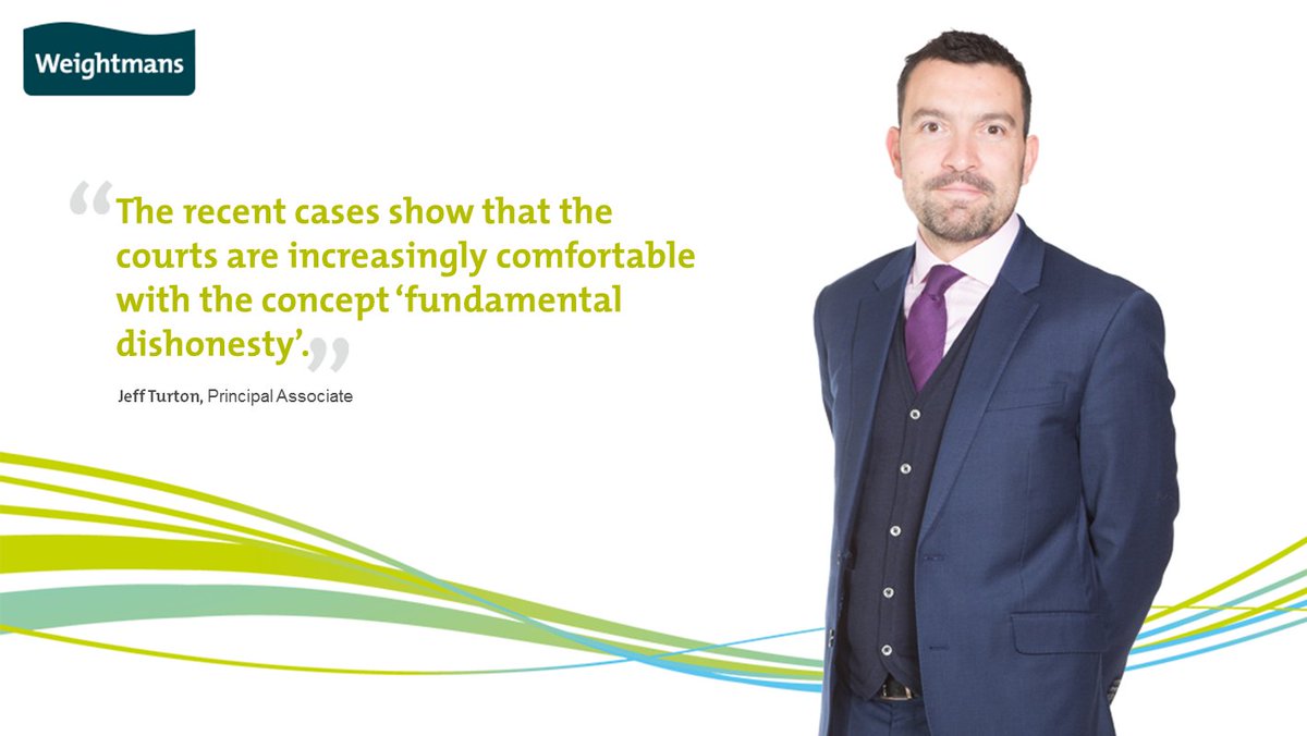 Weightmans's tweet photo. Jeff Turton discusses the evolution of fundamental dishonesty in a recent case where the High Court overturns judgment due to clear #dishonesty in the claimant's claim. https://t.co/QNi31cvSH1
#motorlaw https://t.co/PZfl19QCrW