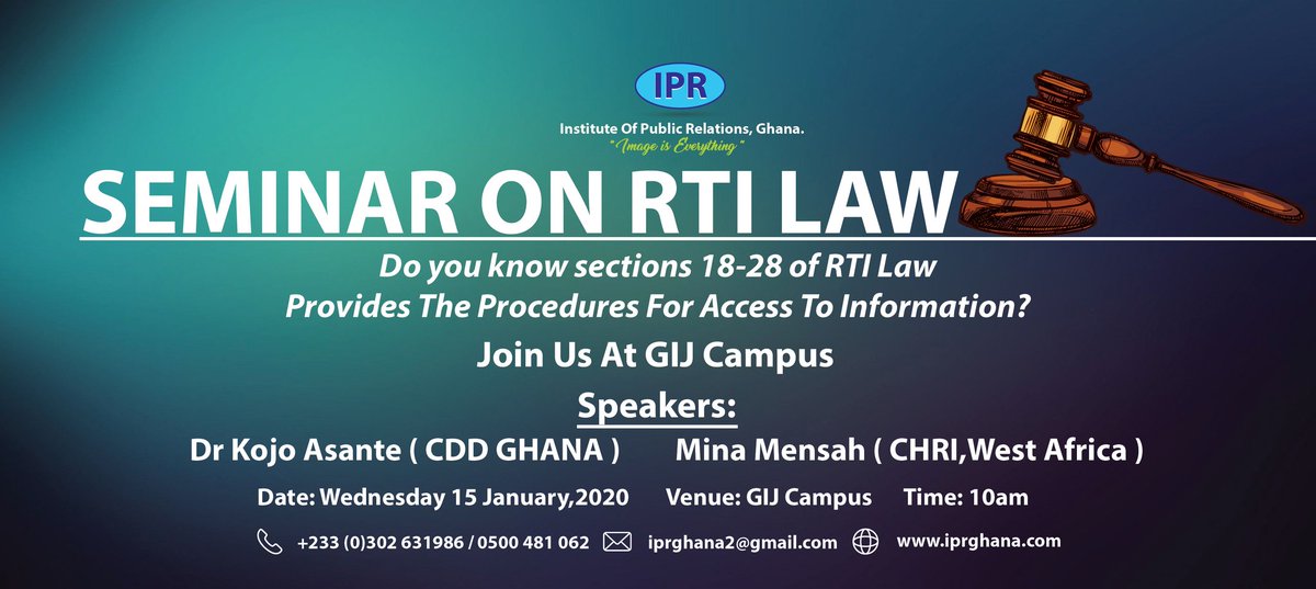 iprGhOfficial's tweet image. Be part of this all important seminar.
#RTILaw
#ThinkPR
