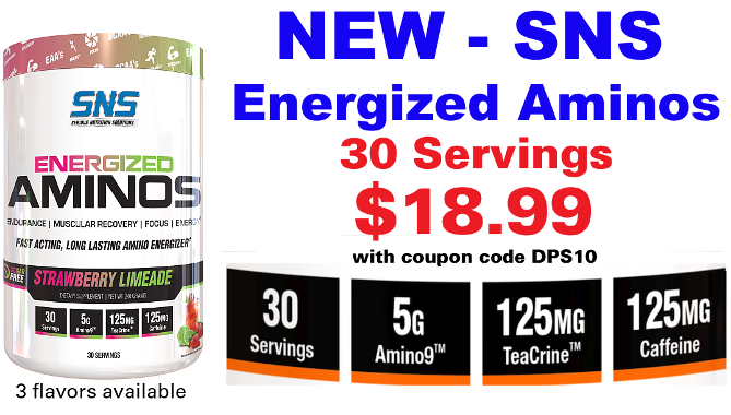 DpsNutrition's tweet photo. *** JUST ANNOUNCED *** Get @SNSonline  Energized Aminos for only $18.99 at DPS Nutrition with coupon code DPS10!

https://t.co/tx6DLCYlcc… https://t.co/xEaaPxw73f