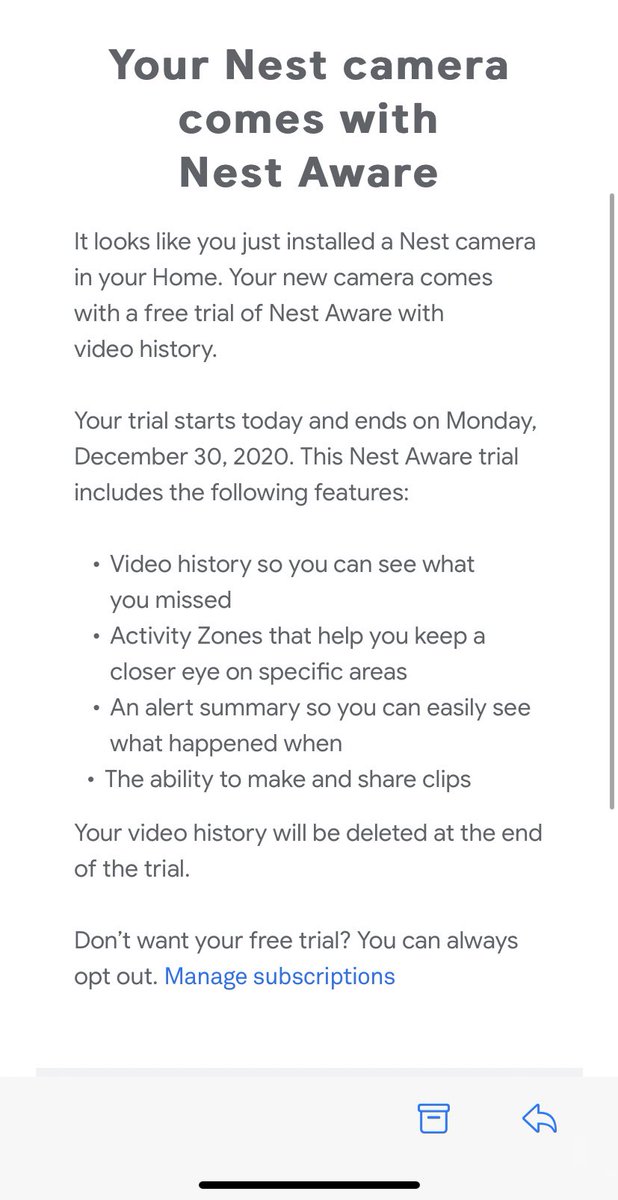 nest aware free trial not working