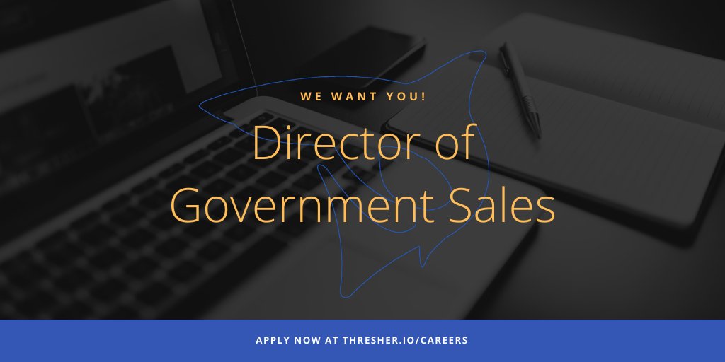 thresher_io's tweet photo. Want to drive the #mission while working mostly from home with great colleagues?
We are seeking a Sales Director to lead our growing government subscription software pipeline. Read full details about the position and #applynow at https://t.co/nyRD9IjEa9 https://t.co/WBYZqNMHqT