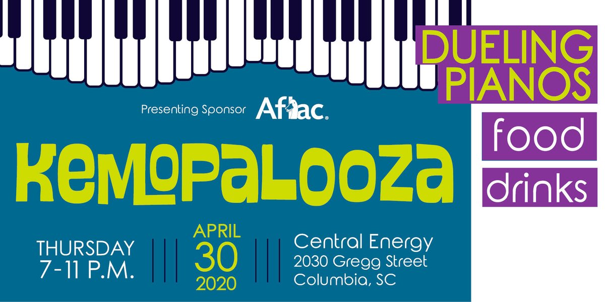 PH_Foundation's tweet photo. 🎹 🎹 The ivories will be flying at KEMOPALOOZA on Thurs., April 30th at Central Energy in Columbia. Get ready for a night of dueling pianos, food, drinks and fun—benefiting CAMP KEMO Programs at Prisma Health Children’s Hospital—Midlands. 
#PHMF #KEMOPALOOZA https://t.co/cE5I9YoMvc