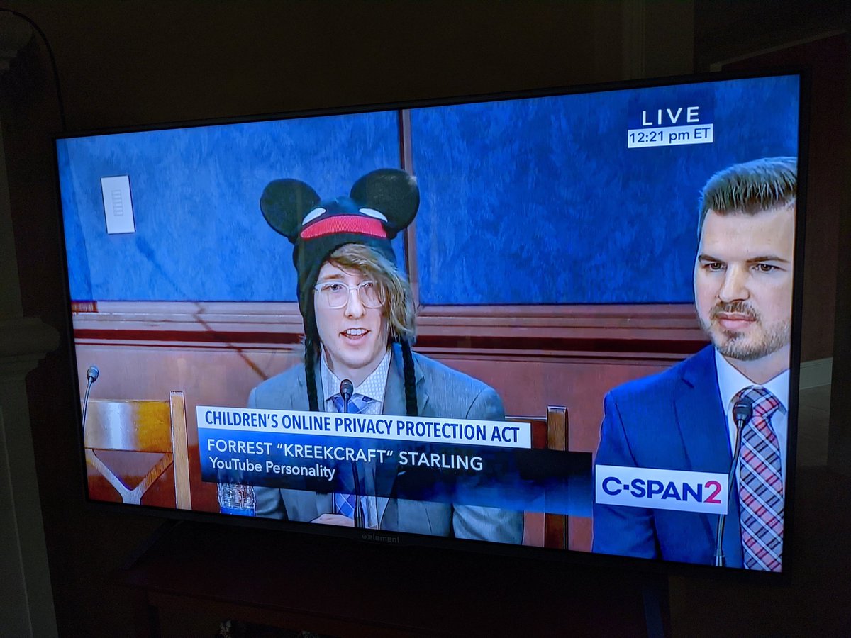 Urgo's tweet photo. Big thank you to @jhousevlogs, @KreekCraft, @NerdECrafter and Harry from Mother Goose Club for standing up for family YouTubers in DC today. Crazy I'm watching people I know live on TV! #COPPA https://t.co/GGi9bCqGsO