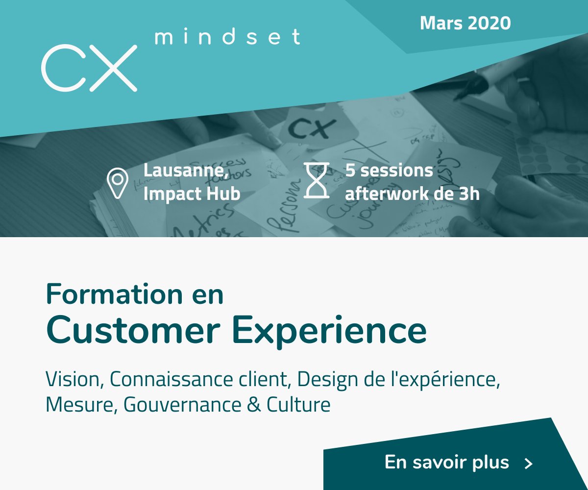 Comment l’#UX s’intègre-t-elle à une démarche d’expérience client (#CX) plus globale ? Découvrez notre nouvelle #formation proposée avec les agences nexa et playgrnd qui aura lieu en mars à Lausanne : cxmindset.ch
#ExpérienceClient #CustomerExperience #CXmindset