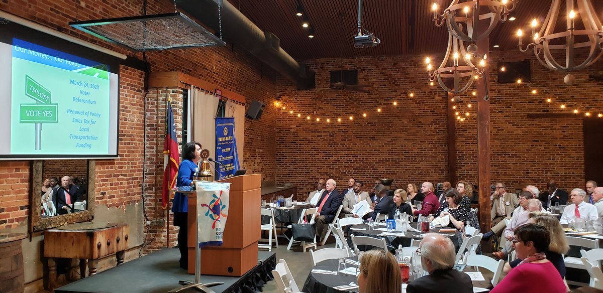 CyberDistrictFG's tweet photo. Don Grantham (GDOT)  and Sue Parr (Augusta Metro Chamber) spoke at the Augusta Rotary today to promote the renewal of the penny sales tax for local transportation funding! Vote yes on 24 March 2020! @Augusta_Chamber https://t.co/Yzqm7x1CtM