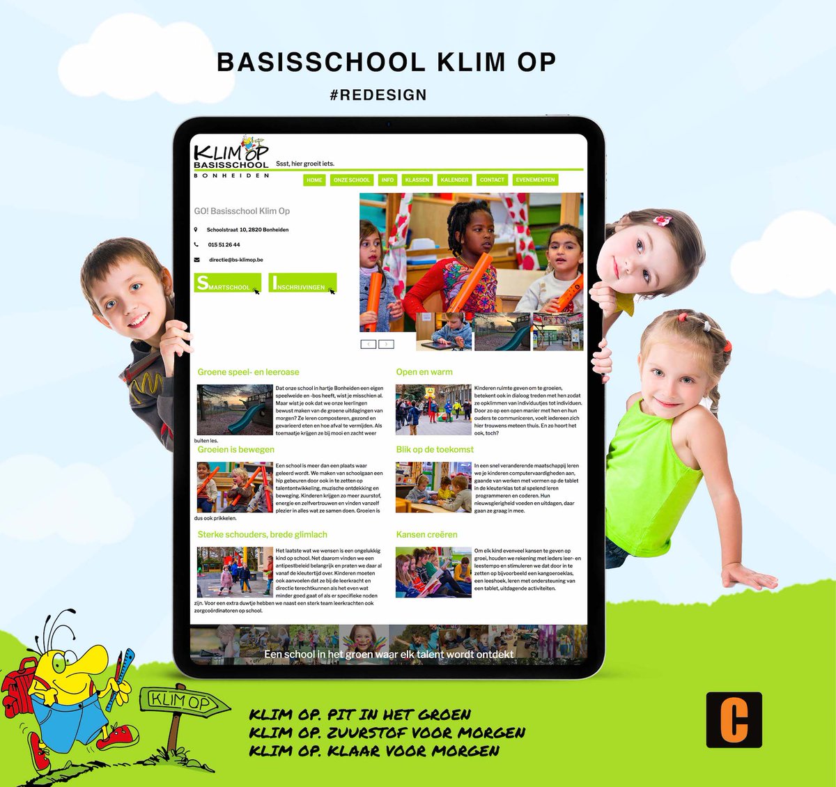 InfoWebclix's tweet photo. 2020 is alvast gestart met leuke projecten.
Het nieuwe website van Basisschool Klim Op te Bonheiden is online.
☟
https://t.co/qtFoRGiq1S

We zijn trots op het resultaat.
Laat ons weten wat je ervan vindt.  Veel plezier met ontdekken. 😁

#redesign https://t.co/YJk3K5eumZ