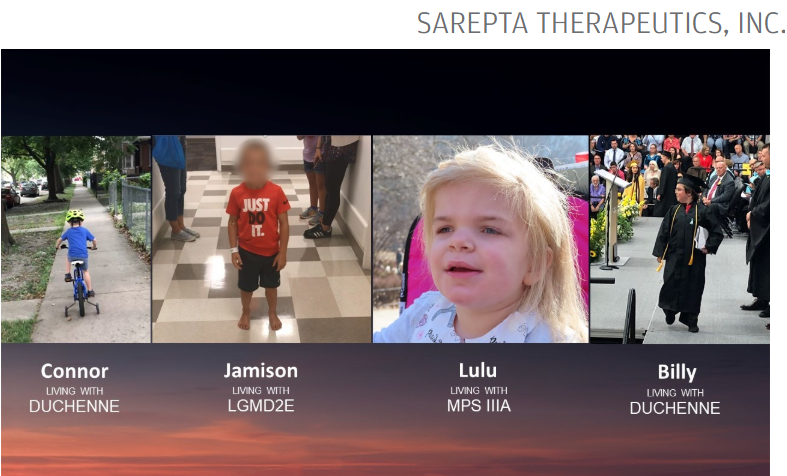 Gantosj's tweet photo. $SRPT Conner the 1st kid treated with microD GTx SRP-9001
Jamison with #LGMD2E
Lulu with #MPS3A
Billy our champ living with DMD &amp; still walking thanks to #Exondys51 https://t.co/MgoZh7tDEn