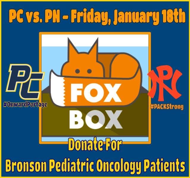PCMustangSports's tweet photo. This Friday night during our annual Pink Out - Cancer Awareness basketball games, we are highlighting the Fox Box Project, on organization that collects items for Teen Cancer Patients at Bronson. Donate if you can! See you on Friday!!! @PNHuskieSports #OnwardPortage #PACKStrong https://t.co/CAKzE5UPUJ