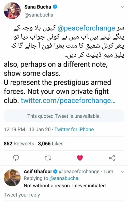 Not_Your_janem's tweet image. Both Not coming Slow...
Sana Bucha vs DG ISPR
