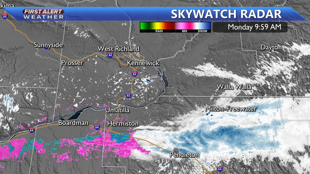 Light snow is falling along the foothills of the Blues this morning from Pendleton into Milton-Freewater <a href="/KAPPKVEW/">Apple Valley News Now</a>