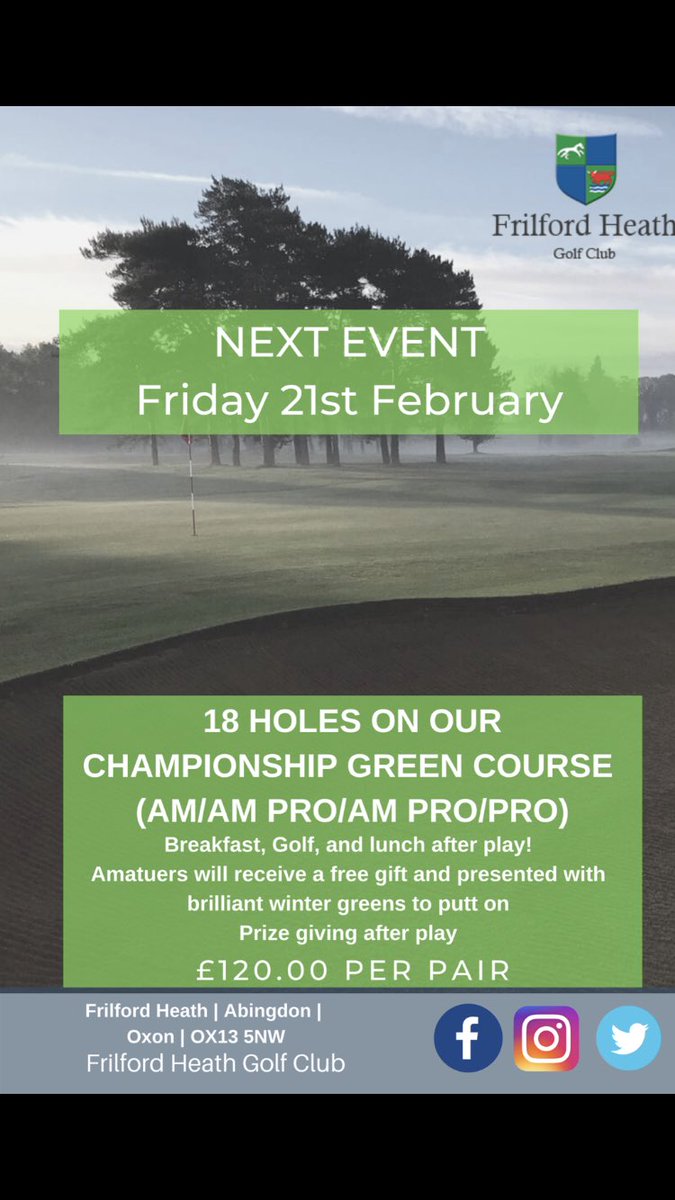 Next round of the Frilford Heath Winter Series takes place in February over the Green Course so why not come along and join us