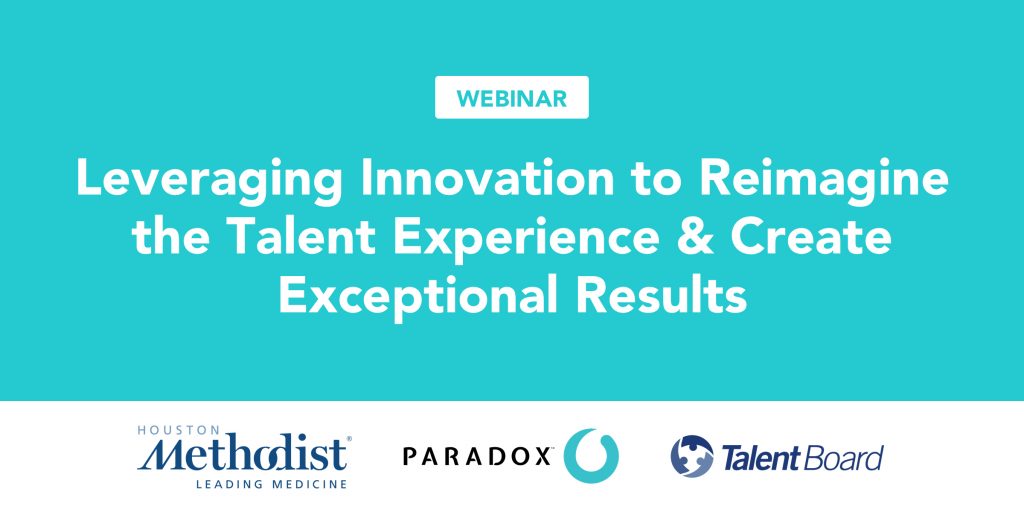 [Webinar] Houston Methodist: Leveraging Innovation to Reimagine the Talent Experience &amp; Create Exceptional Results bit.ly/2tyKgwy February 6th with <a href="/ParadoxOlivia/">Paradox</a> @HMethodistJobs <a href="/MethodistHosp/">Houston Methodist</a> #TheCandEs | #HR #Recruiting