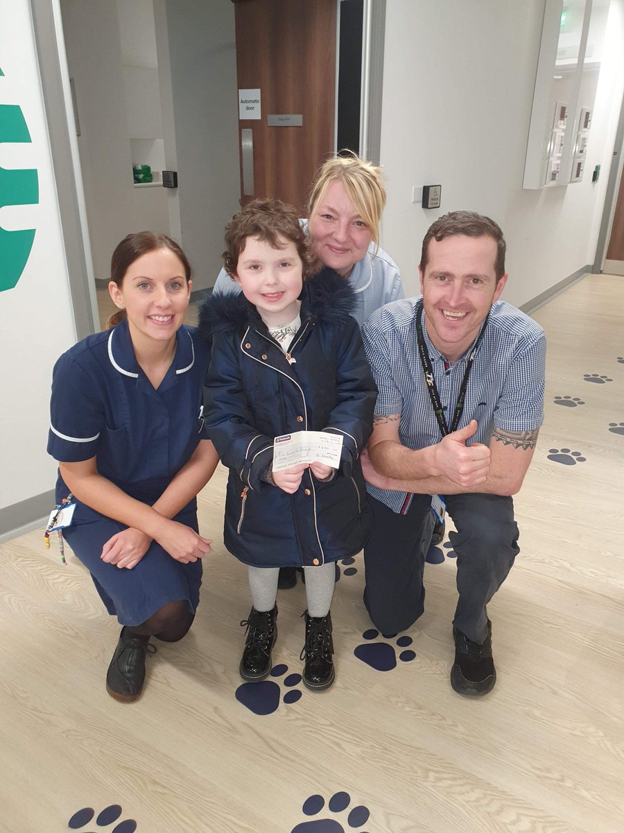 banditmather's tweet photo. Today Emily got a stable scan result. We were pleased to see the nursing staff that cared for her and the play specialists and provided a checque for play specialist department from her dad's hard work born survivor. @TheChristie https://t.co/WhdQs820r2