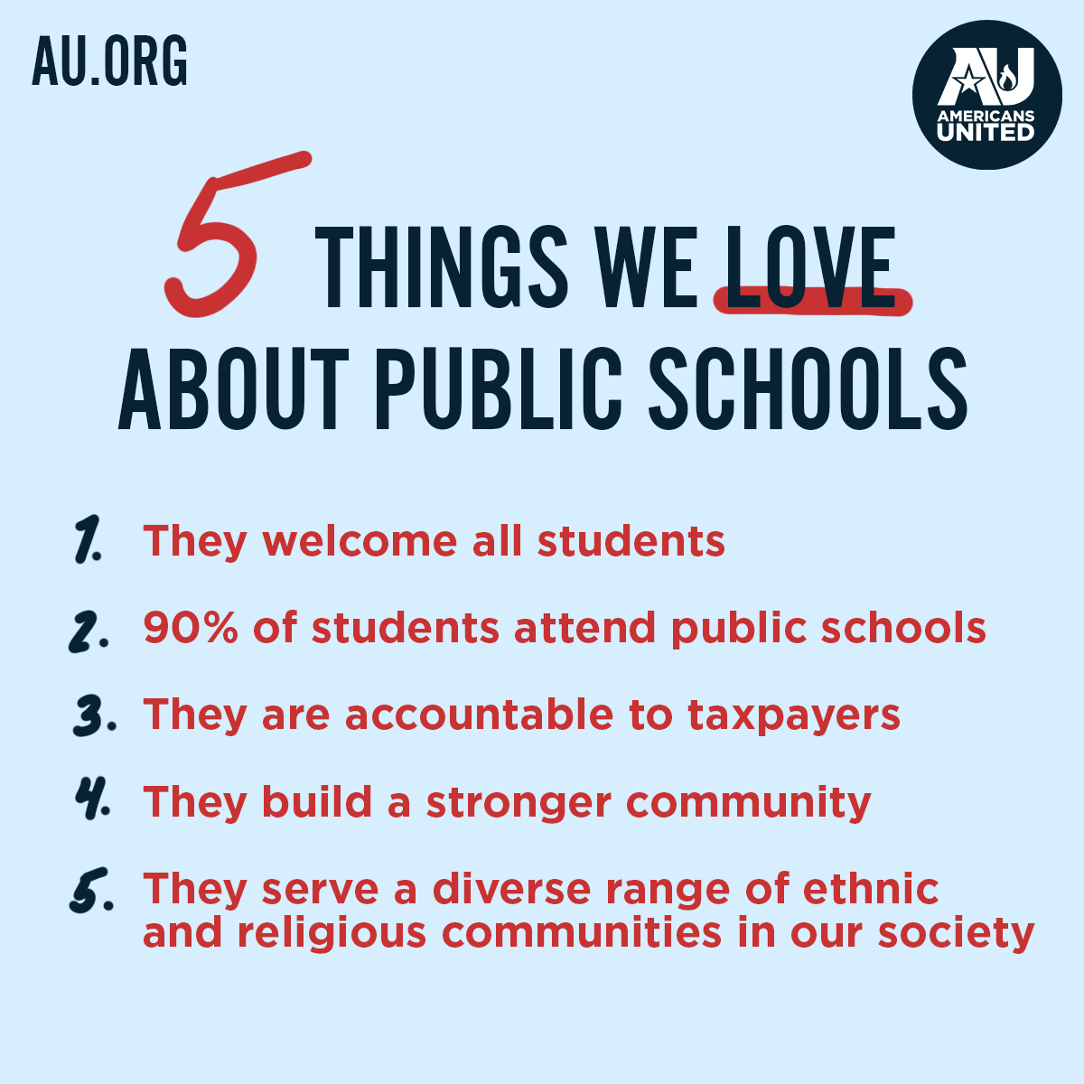 americansunited's tweet photo. Public money should fund public schools, where all students are welcome &amp; their civil rights are protected. https://t.co/tQbBFYcKyZ