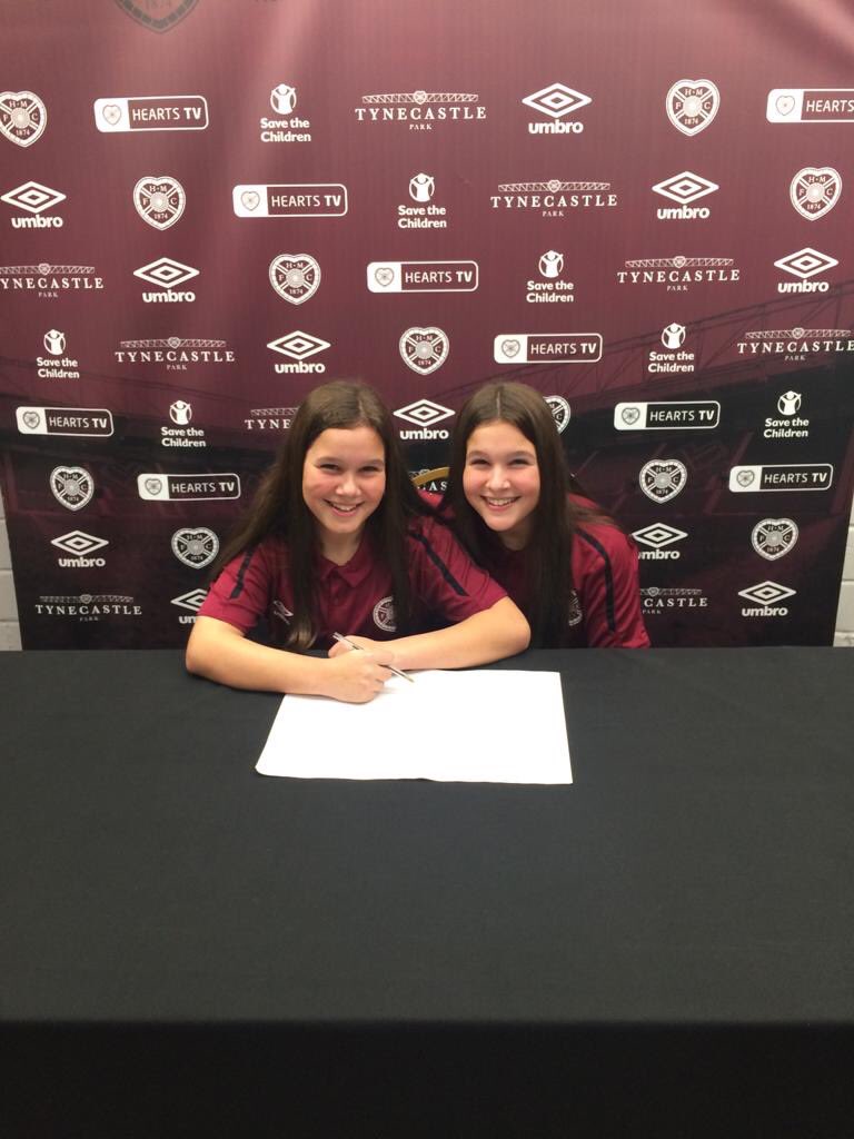 harrisacdundee's tweet photo. Congratulations to @harrisacdundee’s Klara and Scarlett Brady who signed a youth contract with Heart of Midlothian FC over the weekend. Fantastic achievement girls! https://t.co/ngToJdO7hN