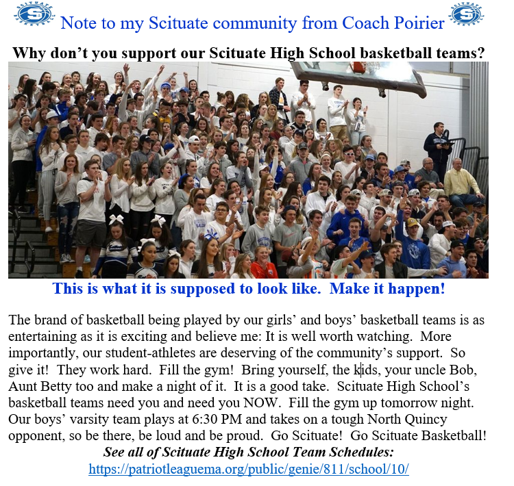 JenkinsMrP's tweet photo. Support your Scituate High School basketball teams! https://t.co/ZsaTCJ98JX