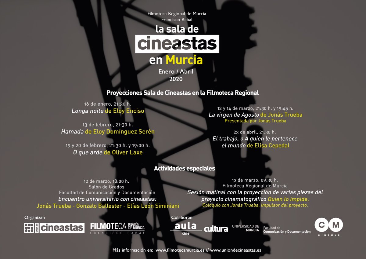 unioncineastas's tweet photo. Vuelven las sesiones de la Sala de Cineastas en Murcia a la Filmoteca Regional de Murcia Francisco Rabal con una muestra del cine español más fresco y actual. La primera cita del año dará lugar el jueves 16 de enero a las 21:30 horas con “Longa noite” (2019) de Eloy Enciso. https://t.co/ac7FnpkjOz