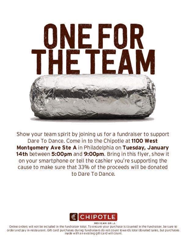 tomorrow!! mention “dare to dance” at the register to support us!🤩‼️🌯