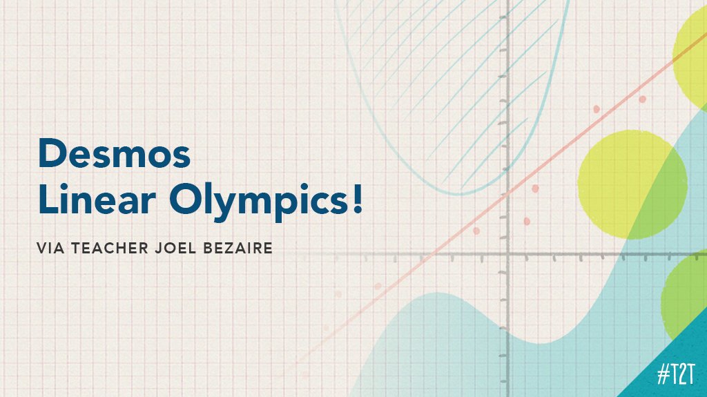 teacher2teacher's tweet image. How do you get Ss excited about learning math? T @joelbezaire&apos;s @desmos Linear Olympics is a tried-and-true crowdpleaser. Here&apos;s how he holds the Games: prealgebraone.wordpress.com/2019/05/14/for…

#tlap #iteachmath